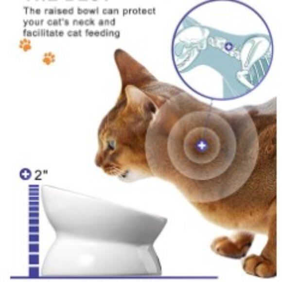 Ceramic Pet Bowl, Tilted & Raised white & black NWT - Picture 5 of 5